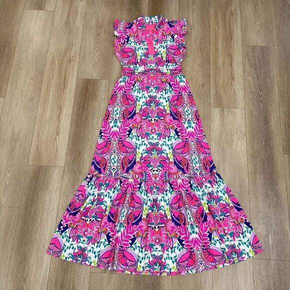 Lilly Pulitzer Dresses & Skirts - NWT Lilly Pulitzer Adriann Flutter Sleeve Maxi Dress Size Medium